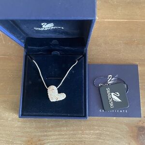 Swarovski White and Pink Crystal Heart Necklace